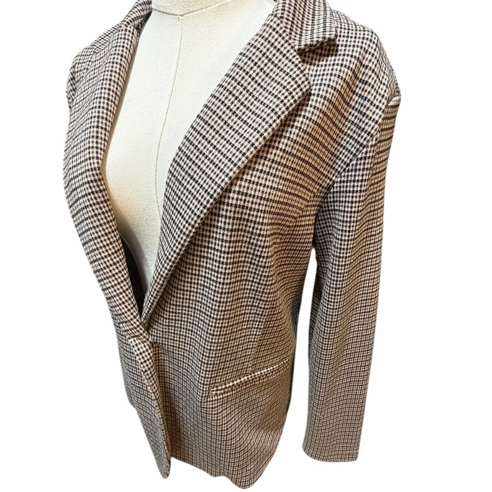 ICHI Women's Classic Brown and Tan Houndstooth Blazer XXL - Picture 3 of 16